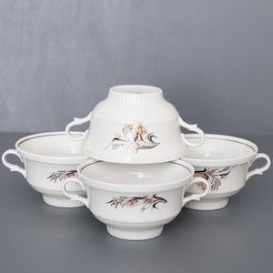 4 Tazones de sopa de porcelana Polonsky Ukraine, Vintage