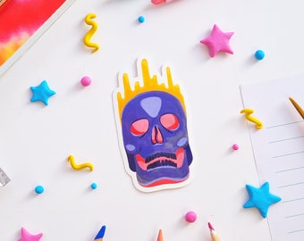 Purple Skull Sticker | Gloss vinyl decal