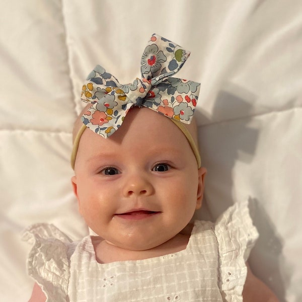 Liberty of London Baby Headband, Easter Outfit, Flower Hair Bow, Newborn Headband, Easter Headband Baby, Infant Headband, Nylon Headband