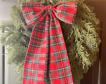 リース用布製クリスマスリボン、手作りクリスマスリボン、チェック柄クリスマスリボン、リース用チェック柄装飾リボン、豪華なクリスマスデコレーション