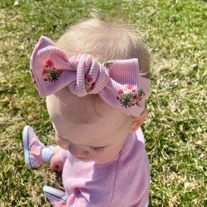 Baby Mädchen Kopfband, Floral Haarschleife, Trendy Baby Stirnband, Baby Mädchen Stirnband, Ostern Outfit für Baby, Stirnband für Baby, große Haarschleife