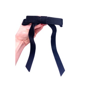 Black Velvet Ribbon Hair Bow - French Barrette Clip