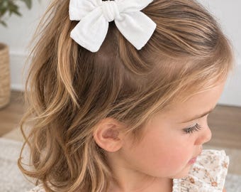 Baby Bow Set, Baby Bows and Headbands for Baby Girl, Toddler Hair Clips for Fall, Neutral Headbands for Baby, Neutral Soft Hair Bow