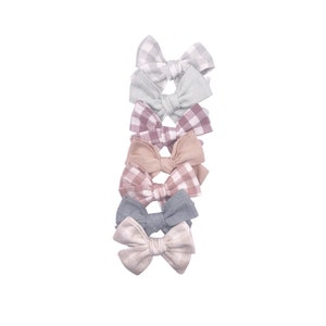 Nœud bébé en chambray : Nœud pour cheveux en bambou et coton - Cadeau de Pâques