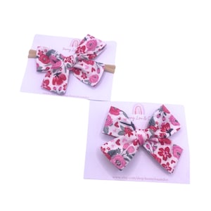 Floral Baby Bow, Valentine baby headband, valentine hair bow, valentines mommy and me headbands, mommy and me headband, matching bow