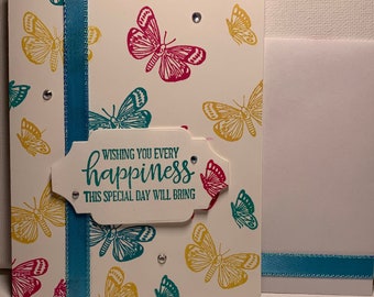 Homemade Greeting Card - Happiness - Butterflies - Stampin' Up