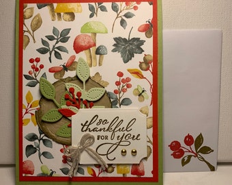 Homemade Greeting Cards - Thankful - Fall - Autumn - Stampin' Up - Etsy
