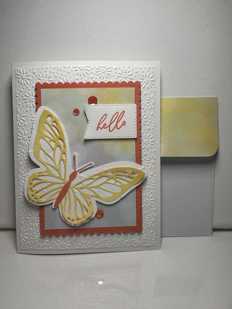 Homemade Greeting Card - Hello - Butterflies - Stampin' Up - Etsy