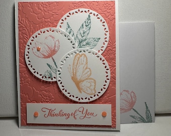 Homemade Greeting Card - Thinking of You - Floral - Butterfly - Stampin' Up