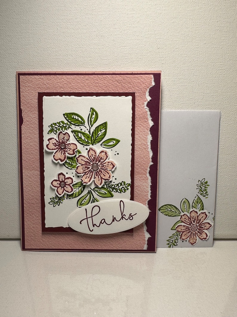 Homemade Greeting Card - Thank You - Floral - Stampin' Up - Etsy