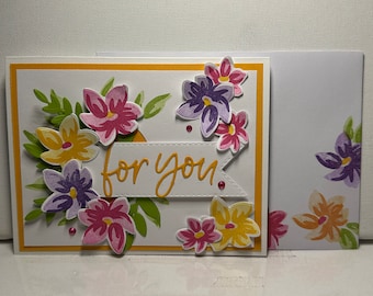 Homemade Greeting Card - Thank You - Floral - Stampin' Up - Etsy