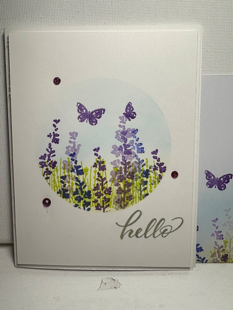 Homemade Greeting Card - Hello - Lavender - Butterfly - Stampin' Up - Etsy