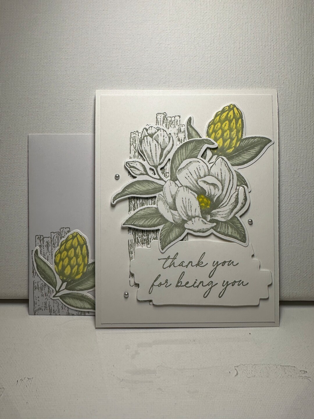 Homemade Greeting Card - Thank You - Magnolia - Stampin' Up - Etsy