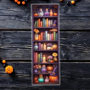 Cozy Halloween Bookshelf Bookmark | Spooky Shelf Bookmark | Gift For Readers | Halloween Bookmark | Gift For Book Lovers | Book Club Gift