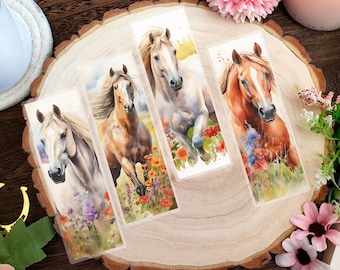 Horses Bookmark | Floral Horses Bookmark | Bookmark with Horses | Gift for Horse Lover | Gift for Book Lovers