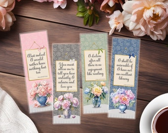 Jane Austen Bookmark | Jane Austen Quotes Bookmark | Gift for Book Lover | Gift for Readers
