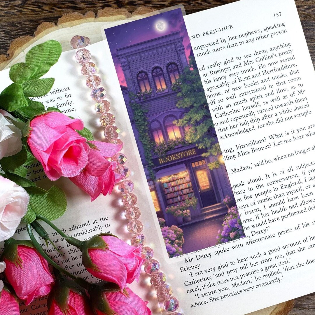 Bookstore Bookmark | Evening at the Bookstore Bookmark | Gift for ...