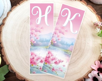 Cherry Blossom Initial Bookmark | Personalized Bookmark | Custom Made Bookmark | Gift for Book Lovers