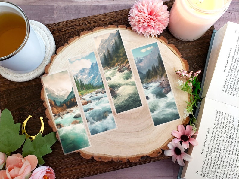 Mountain Bookmark | Mountain Stream Bookmark | Bookmark With Mountains ...