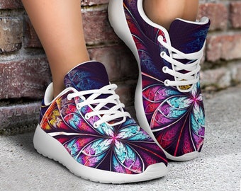 Sport sneaker floral mandala for girls women, spring shoes, autumn shoes