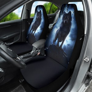 Wolf with moon car seat covers, car accessories, gift for new driver, christmas gift