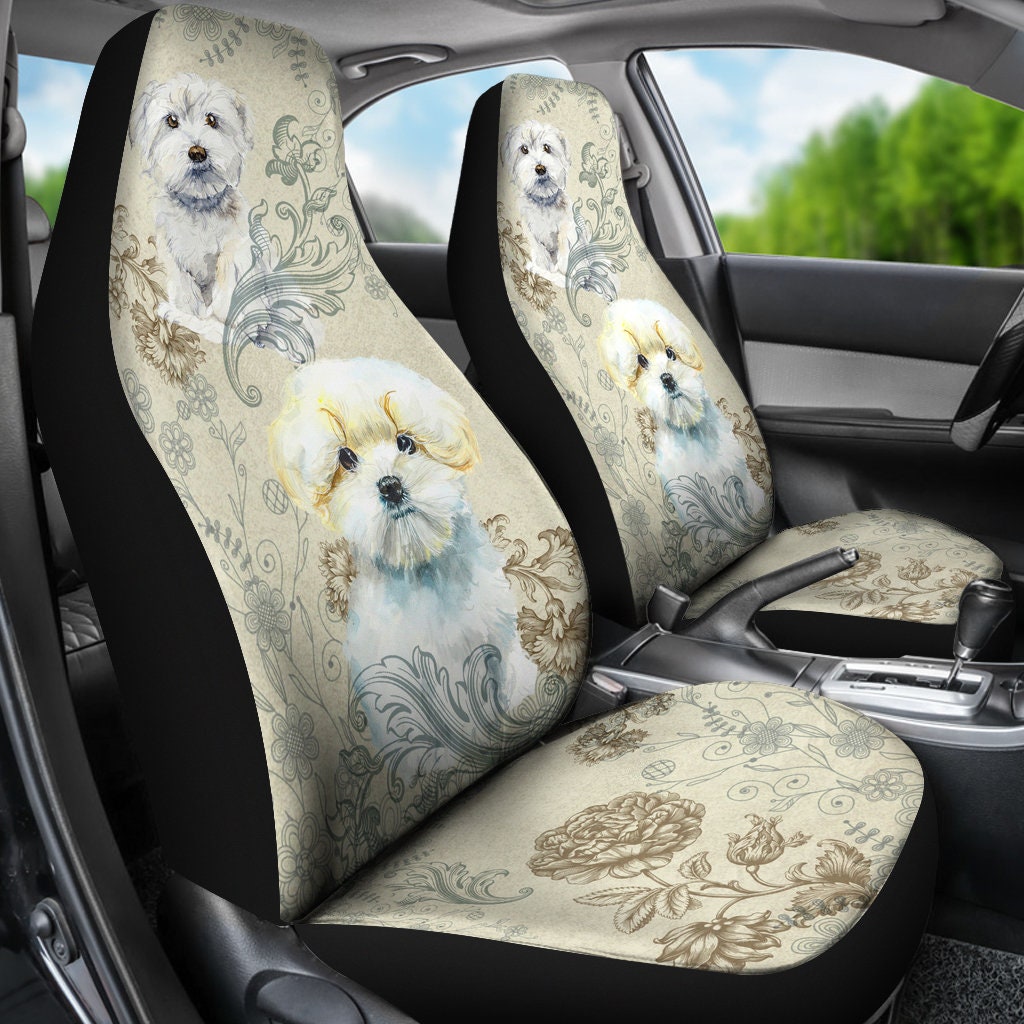 Maltese dog Car Seat Covers (Set of 2)