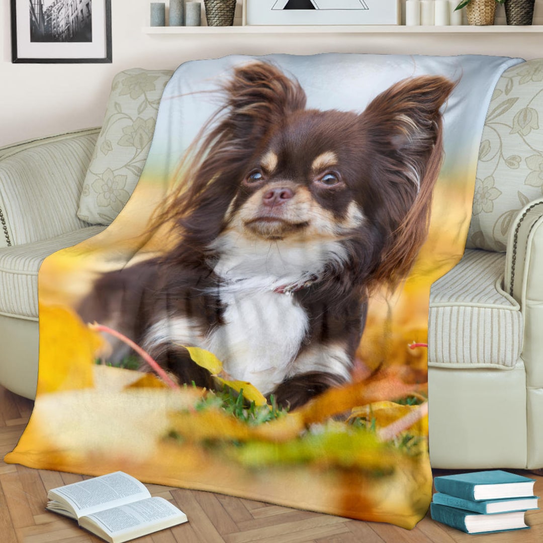 Brown Chihuahua Fleece Blanket With Autumn Nature Colors in Etsy