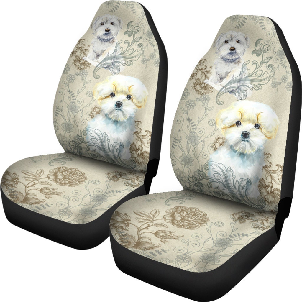 Maltese dog Car Seat Covers (Set of 2)