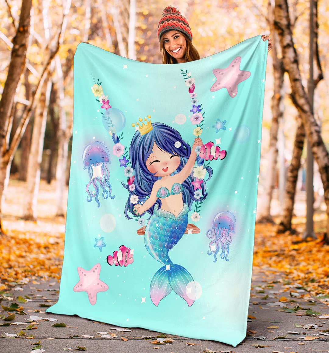 Personalized Mermaid Girl Quilt/Fleece Blanket - Gift for Girls, Mermaid lovers