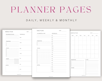 Goodnotes Digital Daily Planner | Weekly Planner | Monthly Planner | Printable Planner | Planner Inserts