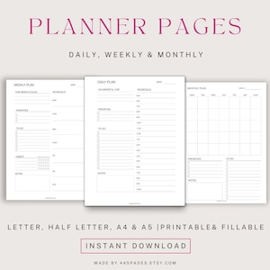 Goodnotes Digital Daily Planner | Weekly Planner | Monthly Planner | Printable Planner | Planner Inserts