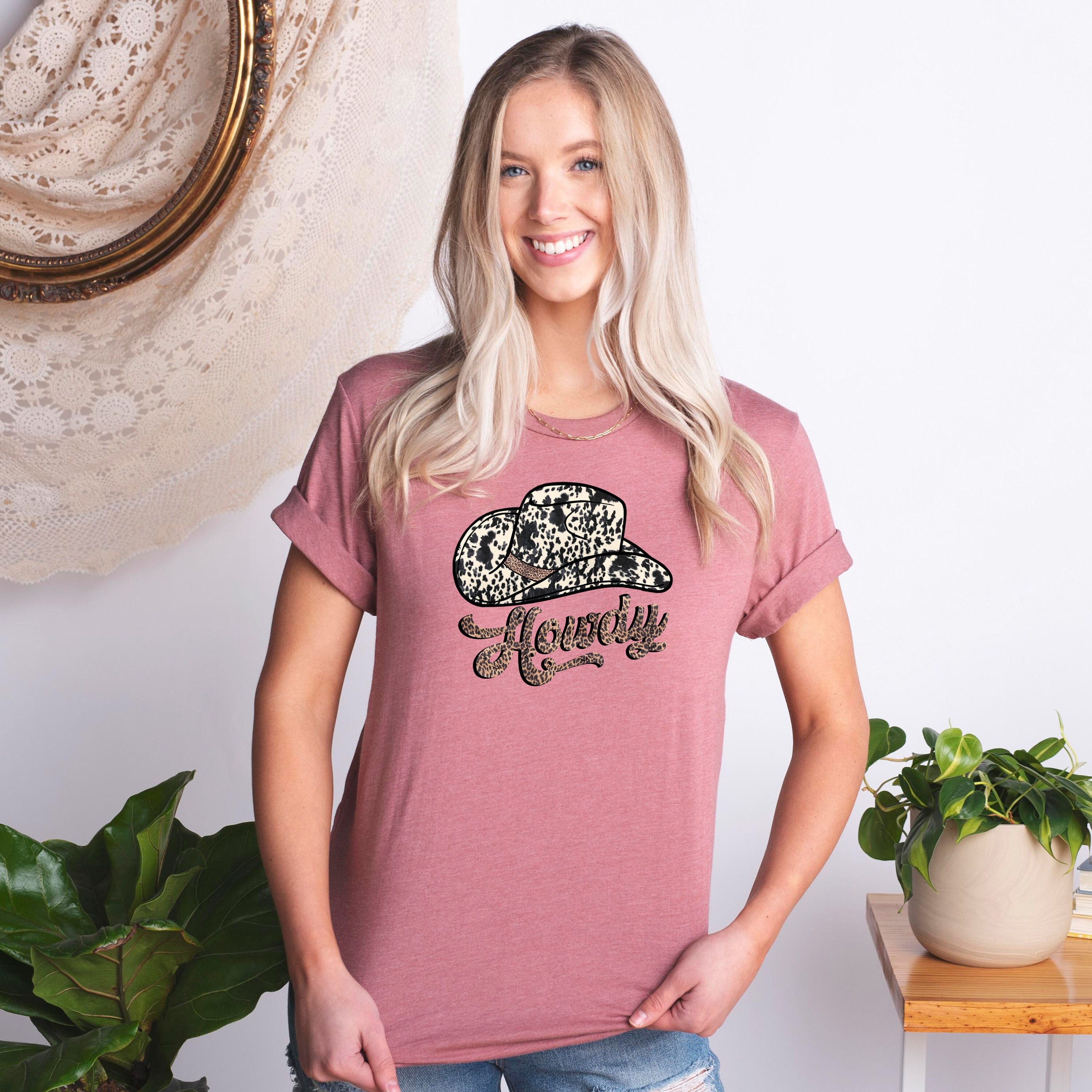 Howdy Hat T-shirt Country Western Tee 
