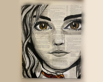 Abstracto Hermione Granger: Pintura de Harry Potter, Decoración de pared pintada a mano, Lienzo de arte pop, Pintura moderna, Estilo callejero, Graffiti.