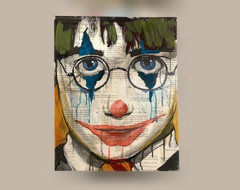 HALLOWEEN: Pintura abstracta de Harry Potter Joker, decoración de pared pintada a mano, lienzo de arte pop, pintura moderna, estilo callejero, graffiti.