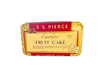 Antique Advertising: SS Pierce Epicure 1 LB Fruit Cake Tin | Boston, MA