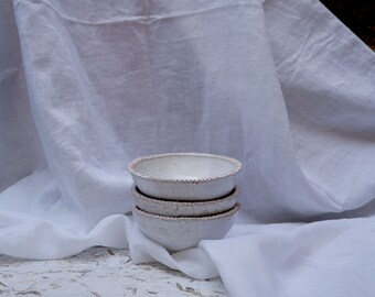Ceramic White Bowl, Handmade Pottery Dinnerware, Medium Size Serving Bowl, Rustic Cereal Bowl