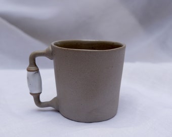 Rustic Stoneware Mug, Ceramic Tea Cup with Handle, Neutral Coffee Tumbler, Father's Day Gift,