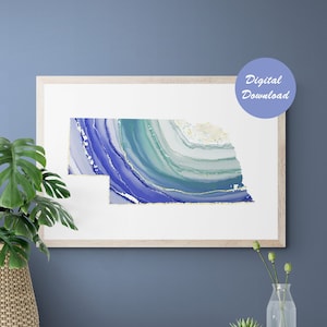 Nebraska State Printable. Nebraska Digital Download. Nebraska Wall Art. Nebraska Housewarming Gift. Agate Art. Home State Print. State Sign