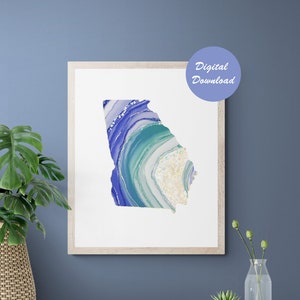 Georgia State Printable. Georgia Digital Download. Georgia Wall Art. Georgia Housewarming Gift. Agate Art. Home State Print. State Sign