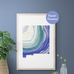 New Mexico State Printable. New Mexico Digital Download. New Mexico Wall Art. New Mexico Housewarming Gift. Agate Art. Home State Print.