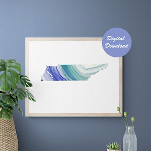 Tennessee State Printable. Tennessee Digital Download. Tennessee Wall Art. Tennessee Housewarming Gift. Agate Art. Home State Print.