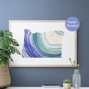Oregon State Printable. Oregon Digital Download. Oregon Wall Art. Oregon Housewarming Gift. Agate Art. Home State Print. State Sign
