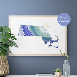 Massachusetts State Printable. Massachusetts Digital Download. Massachusetts Wall Art. Massachusetts Housewarming Gift. Agate Art Home State
