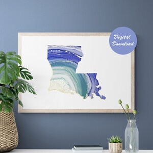 Louisiana State Printable. Louisiana Digital Download. Louisiana Wall Art. Alabama Housewarming Gift. Agate Art. Home State Print State Sign
