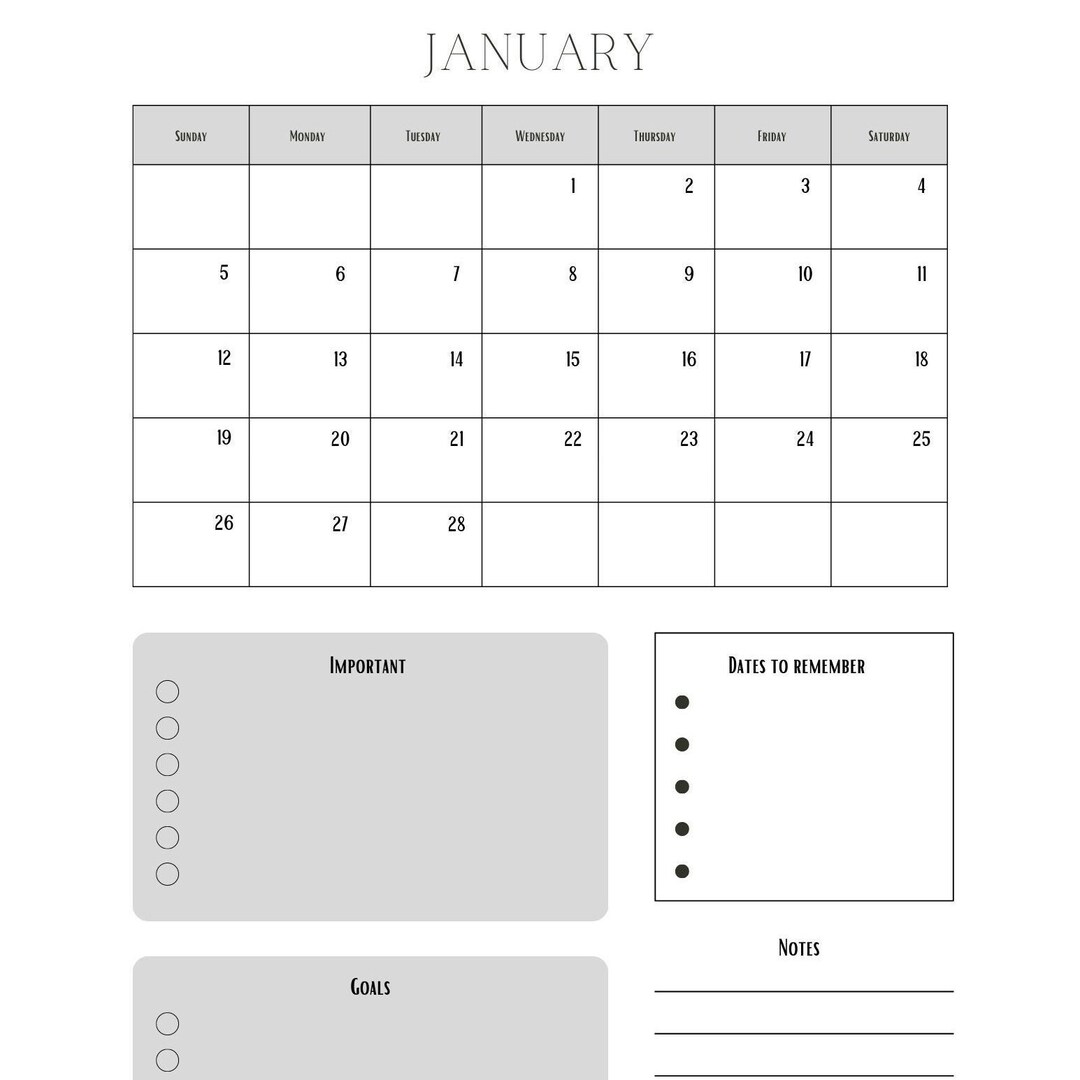 2023 12 Month Calendar Printable Pdf