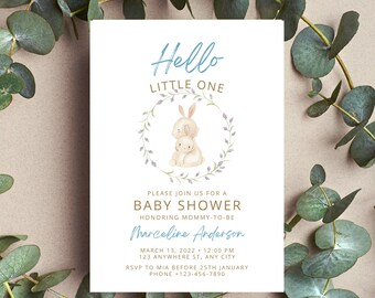 Bunny Rabbit Baby Floral Baby Shower Invitation