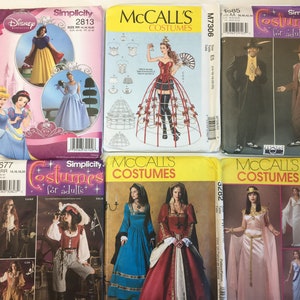 McCall 3282,4954,7306 and Simplicity3677, 4585, 2813 Costume Patterns. Includes men&#39;s Zoot suit pattern. Snow White & Sleeping Beauty.