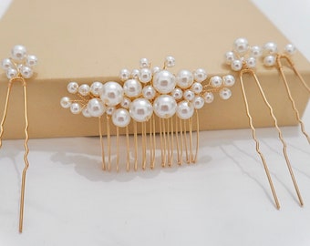 Bridal Pearl Hair Set | Classic Pearl Wedding Hair Set |