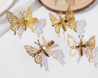 Butterfly Metal Moving Hair Clips in Radiant Gold | Hair Accessories | Gift for Her