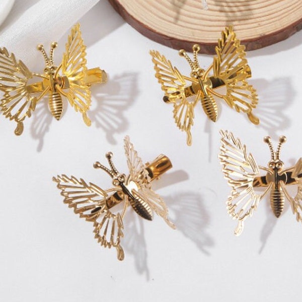 Schmetterling Metall Bewegliche Haarspangen in strahlendem Gold | Haarschmuck | Geschenk für Sie